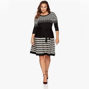 Gabby Skye 3/4 Sleeve Scoop Neck Sweater Fit and Flare Dress Sz M